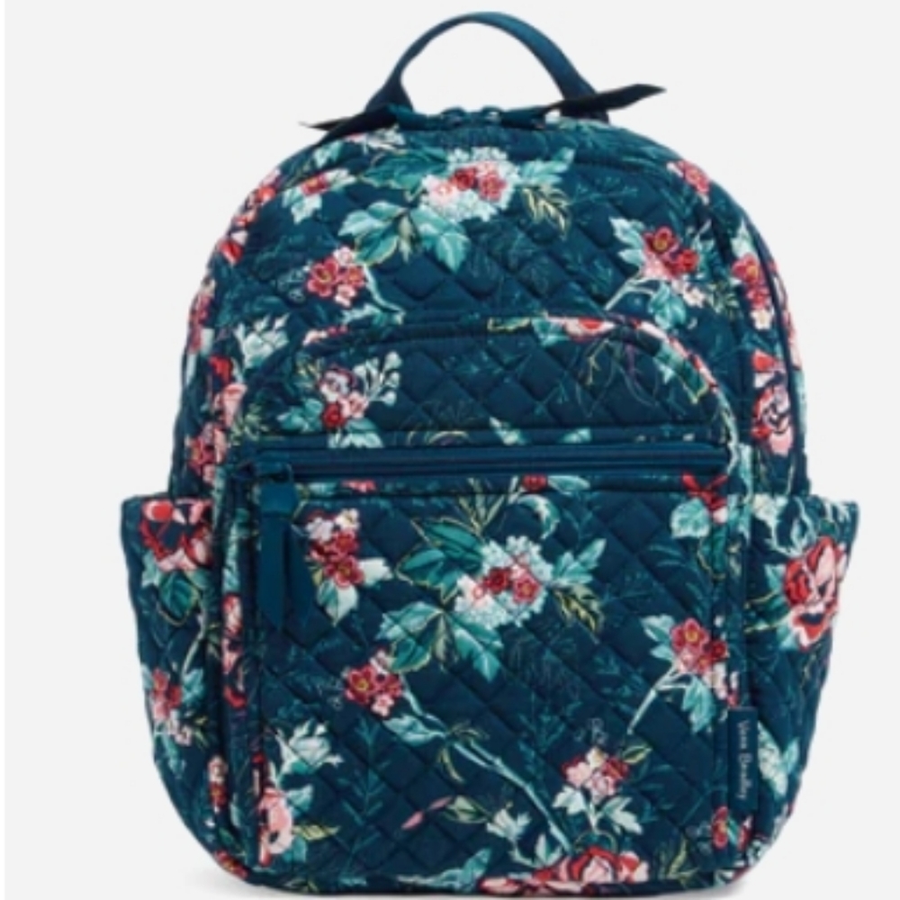 VERA BRADLEY small backpack & wallet ROSE TOILE TEAL GREEN RED - Picture 7 of 9